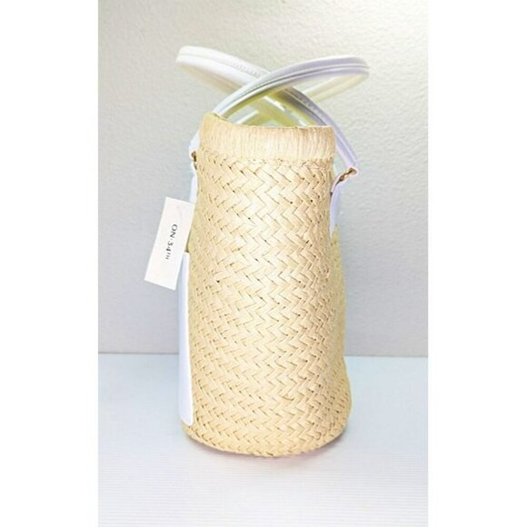 On 34th Isabellaa Women's Straw Medium Drawstring Tote White Lime (MSRP $130) - Picture 4 of 7